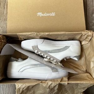 Madewell Sidewalk Casual Women’s Sneakers Size 5W White Leather and Grey Suede